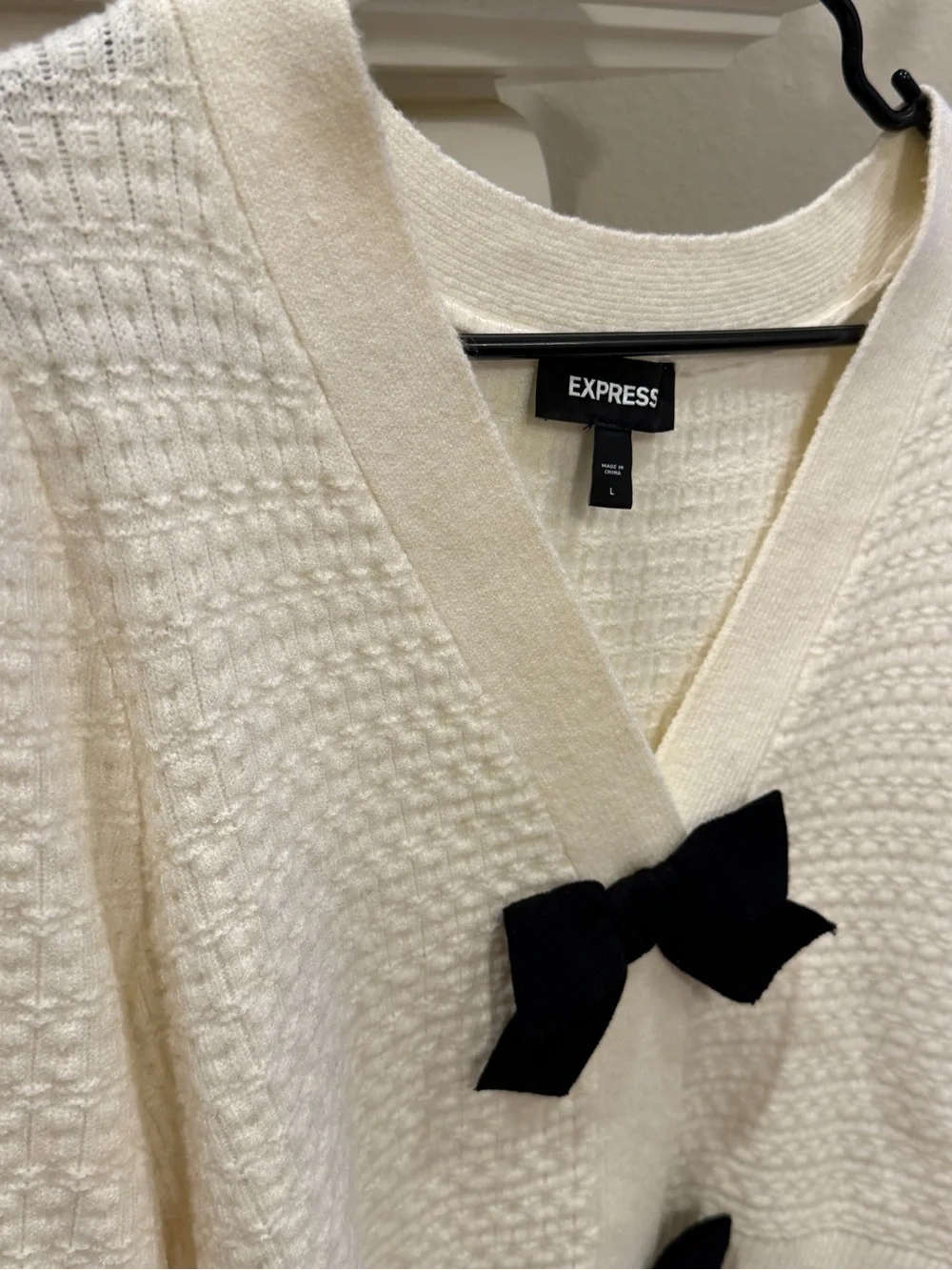 Express V-Neck Bow Cardigan - Picture 6 of 12